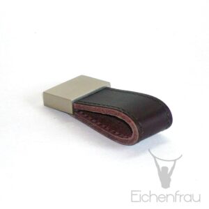 Möbelgriff mit Lederschlaufe und Edelstahl-Applikation